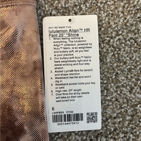 NWT Lululemon Align HR Pant 25” Shine (size 6) - Picture 2 of 6